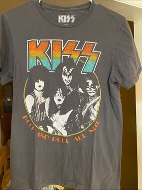 Kiss Short Sleeve Tee — Black with Rainbow Logo